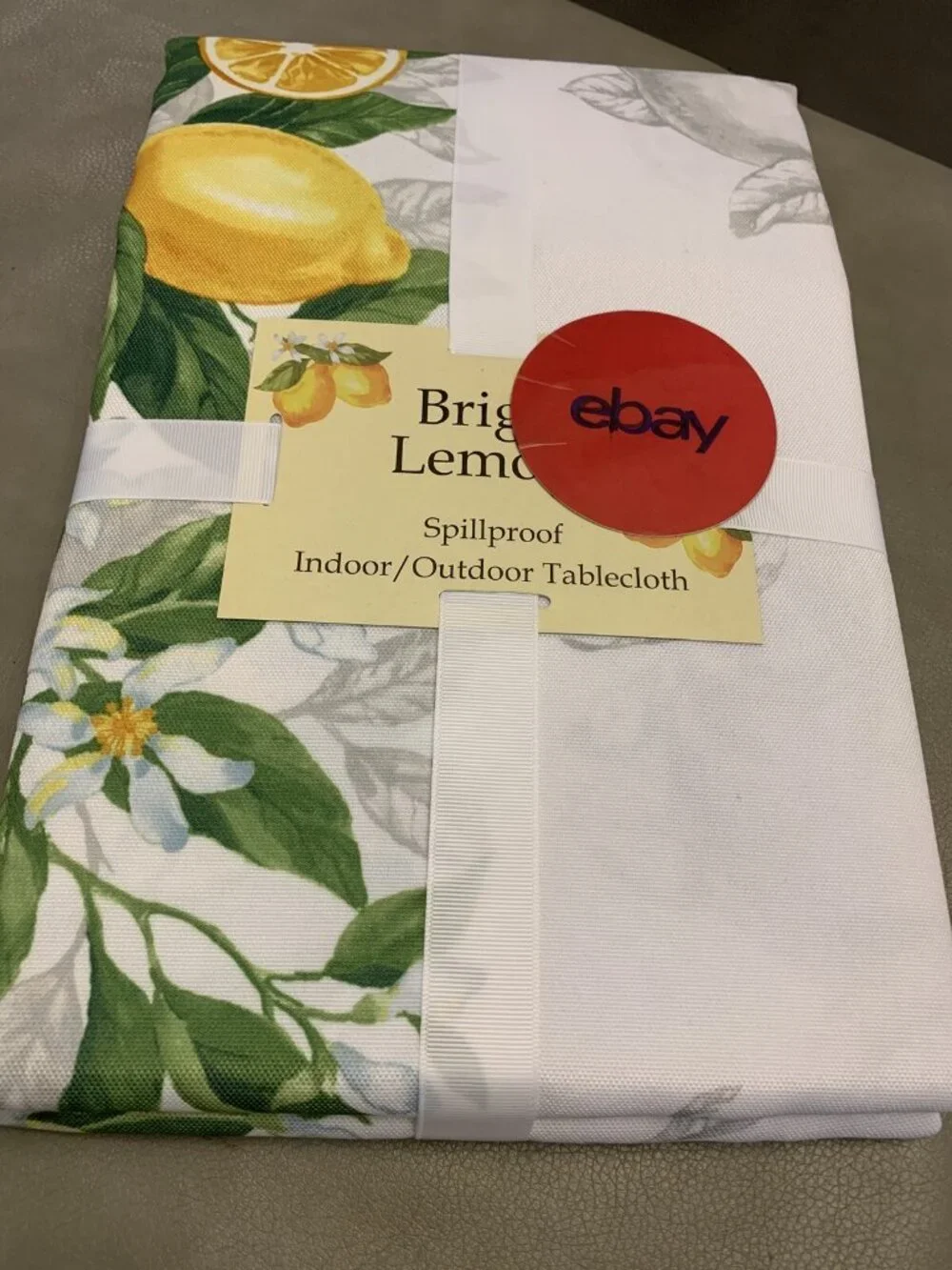 Bright Lemons Spill Proof Indoor Outdoor Tablecloth 60” X 104“ Oblong White